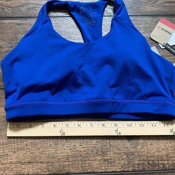NWT Royal Blue Reebok Speedwick Racerback Sports Bra Size Lg Removable Padding - Picture 4 of 6